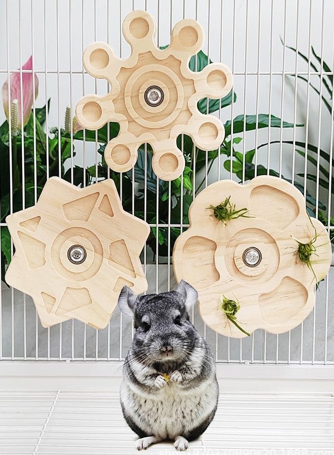 FORZENA Chinchilla Chew Toys Rotating Natural Wood Teeth Grinding Interactive Enrichment Toys Hanging Exercise Wheel for Small Pet Rat Hamster Ferret Bunny Squrriel (Snow) - Image 4